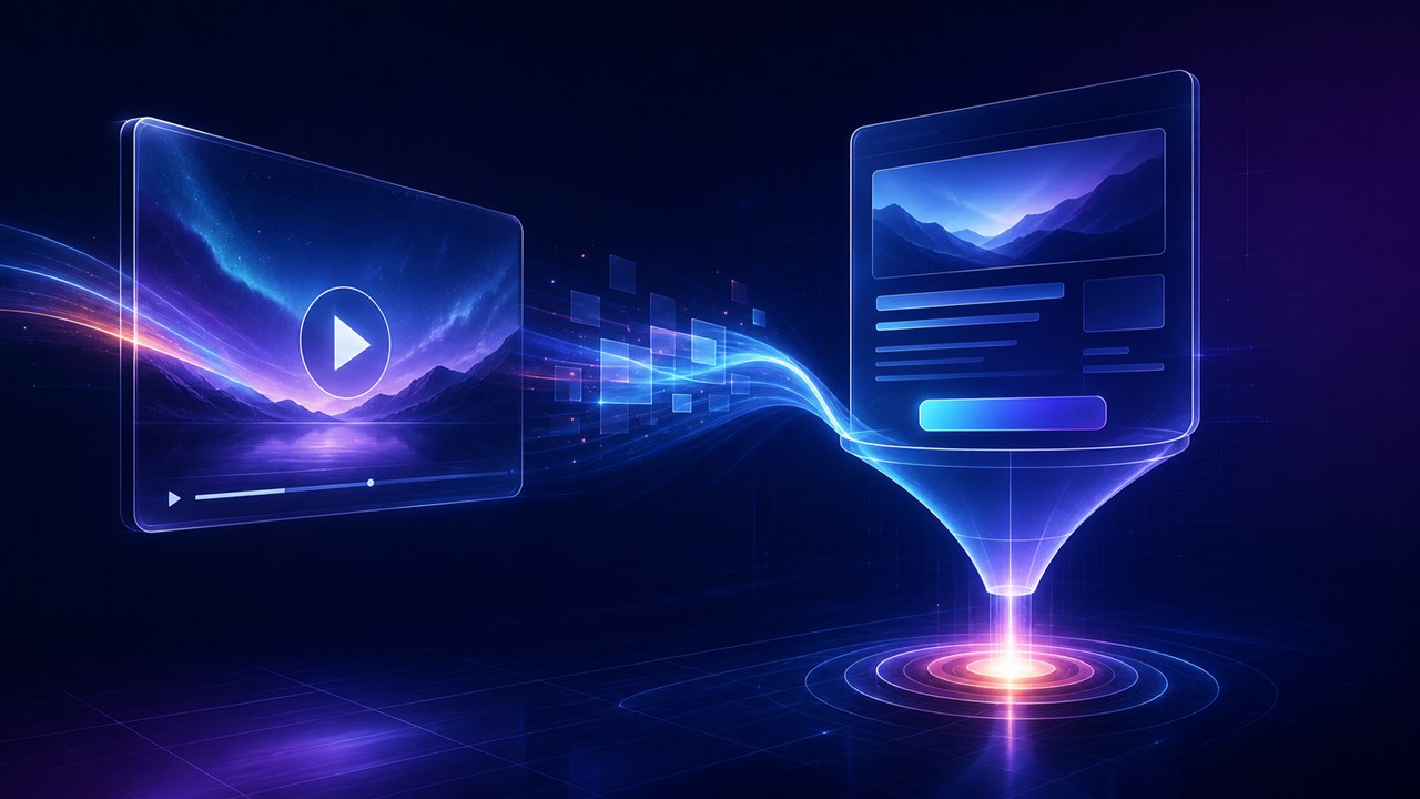 Videowerbung führt in einen fokussierten Landingpage- und Conversion-Funnel